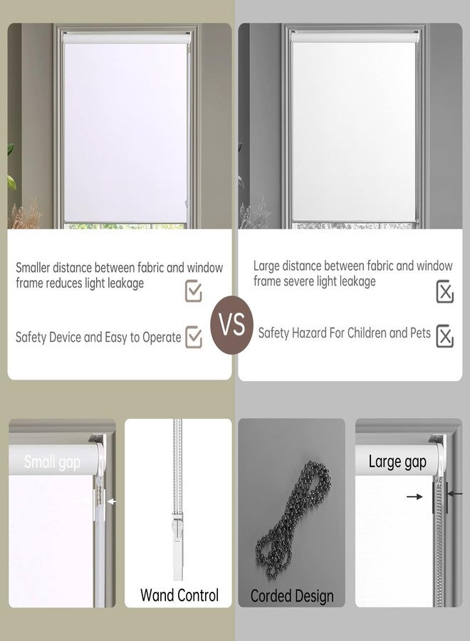 Allbright 100% Blackout Cordless Roller Shades for Windows, Thermal Insulated UV Protection, Window Roller Blinds for Home, Office, Bedroom, Door, 15" W x 64" H, White - Image 4